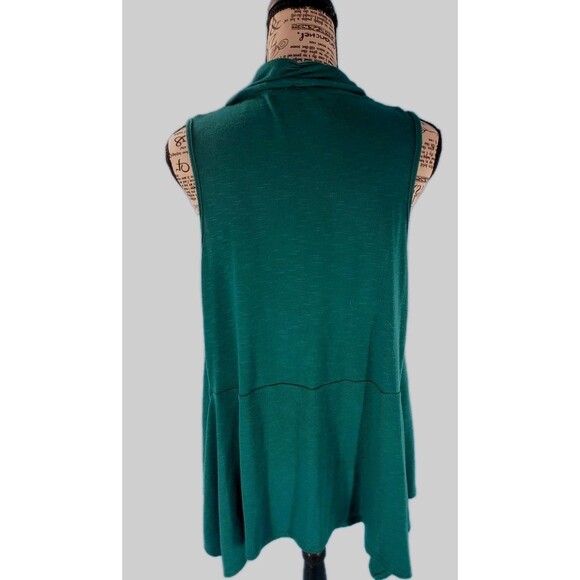 Womens Lightweight Cardigan Lg Dark Teal Peplum Hem Sleeveless Open Flowy - Picture 5 of 11